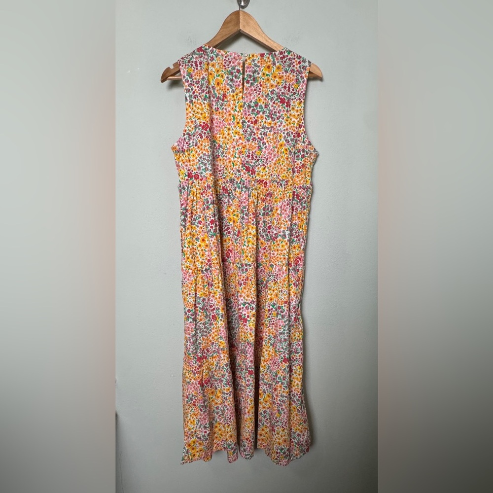 J. Crew Mixed-floral Tiered Midi dress Sleeveless A Line Dress BH899 Size 10 - Picture 6 of 12